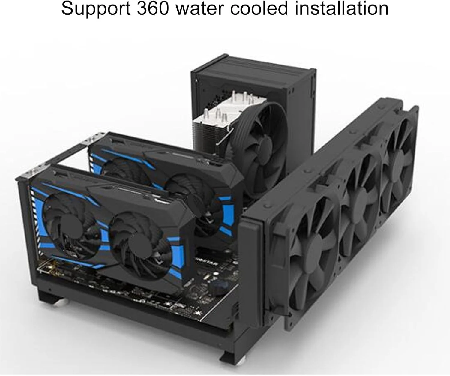 کیس کامپیوتر Jiawu، رک کیس مادربرد کامپیوتر، خنک کننده قوی صفحه فولادی ATX M ATX ITX کیس کامپیوتر گیمینگ فریم باز با دسته، فضای بزرگ، ساده