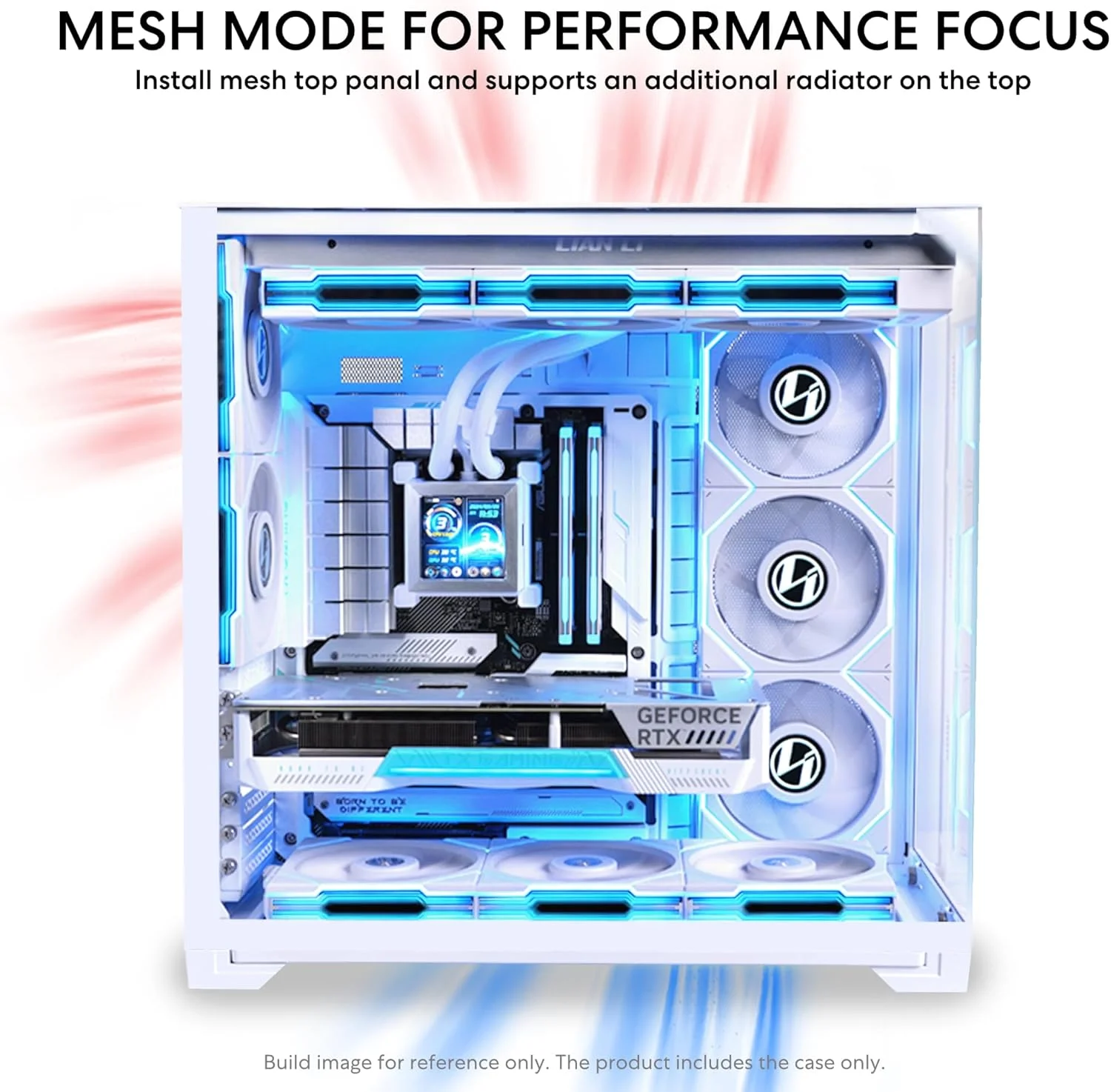 کیس کامپیوتر مید تاور ATX لیان لی O11Vision Compact با بدنه سفید، فولاد و شیشه حرارت دیده - پشتیبانی از اتصال پشتی - O11VPW