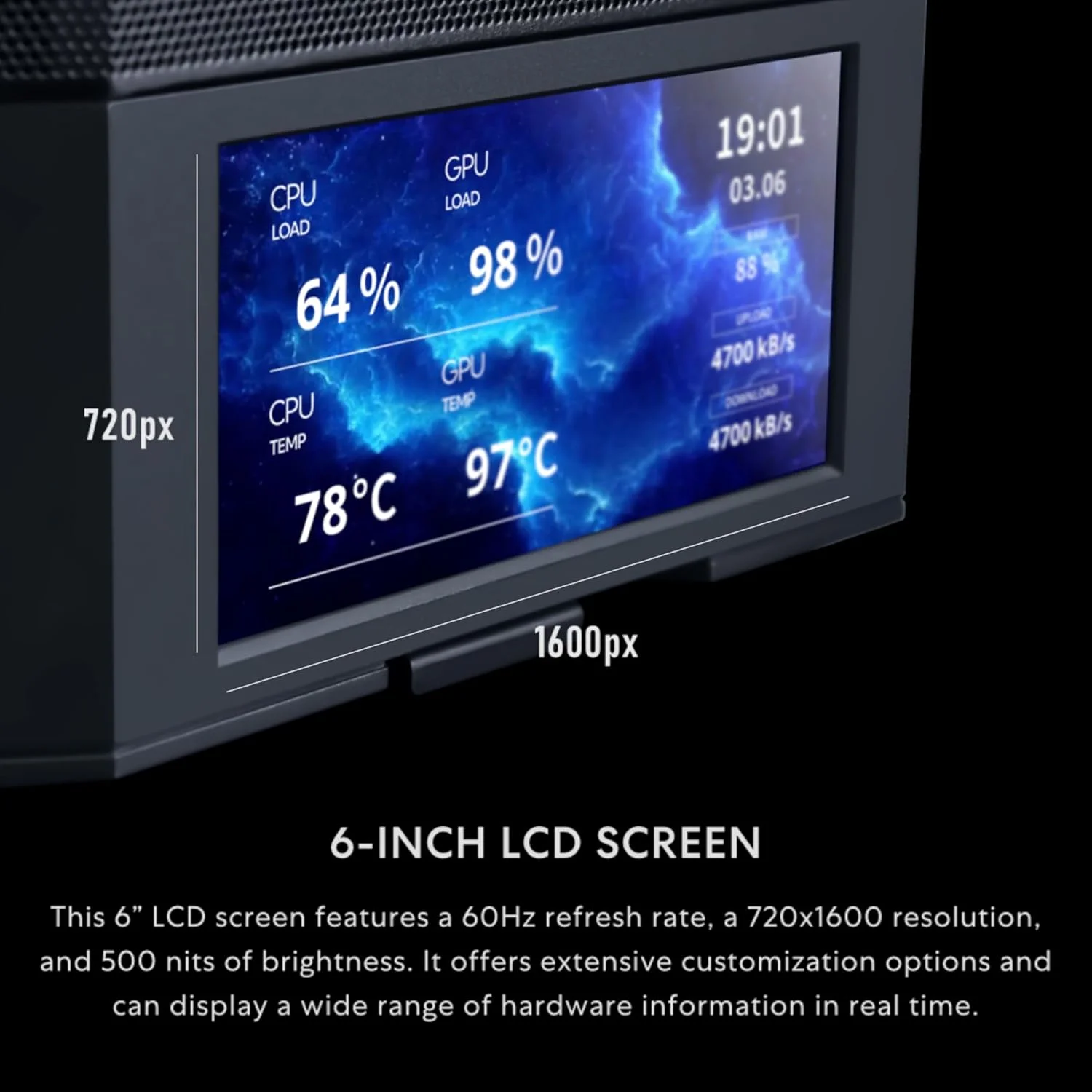 کیس کامپیوتر ATX دیجیتال Lian Li LANCOOL 207 با صفحه نمایش LCD یکپارچه، پنل های توری محور، کیس PC Mid-Tower با 2 عدد فن PWM 140x40x30 میلی متری، 2 عدد فن 140 میلی متری از پیش نصب شده، PSU با قابلیت نصب جانبی یا پشتی