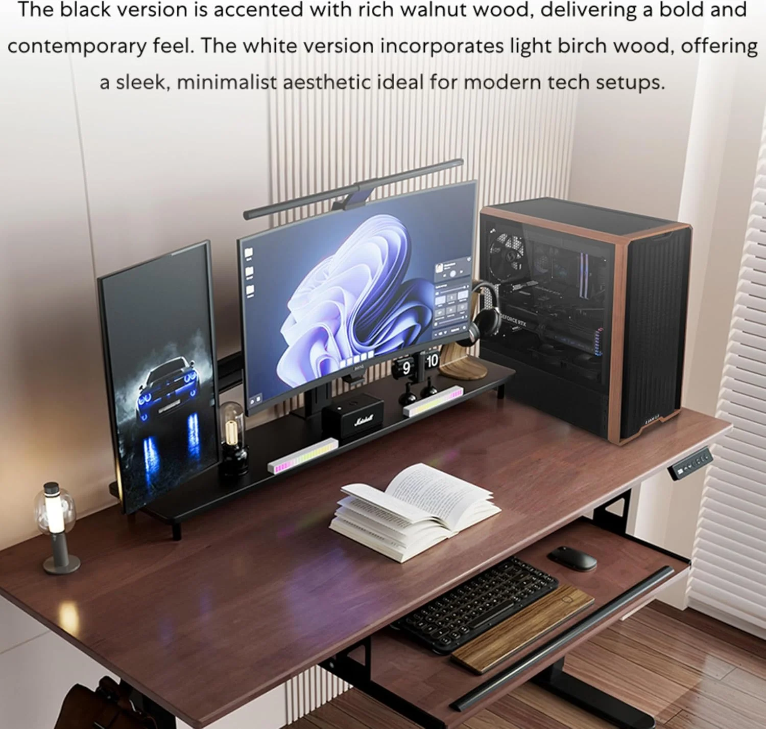 کیس کامپیوتر Lian Li LANCOOL 217 با چوب گردوی اصل، کیس Mid-Tower ATX PC با 5 فن PWM از پیش نصب شده 2x170mm، 2x120mm و 1x140mm، نصب انعطاف پذیر PSU و کابل - سفید (LAN217W)