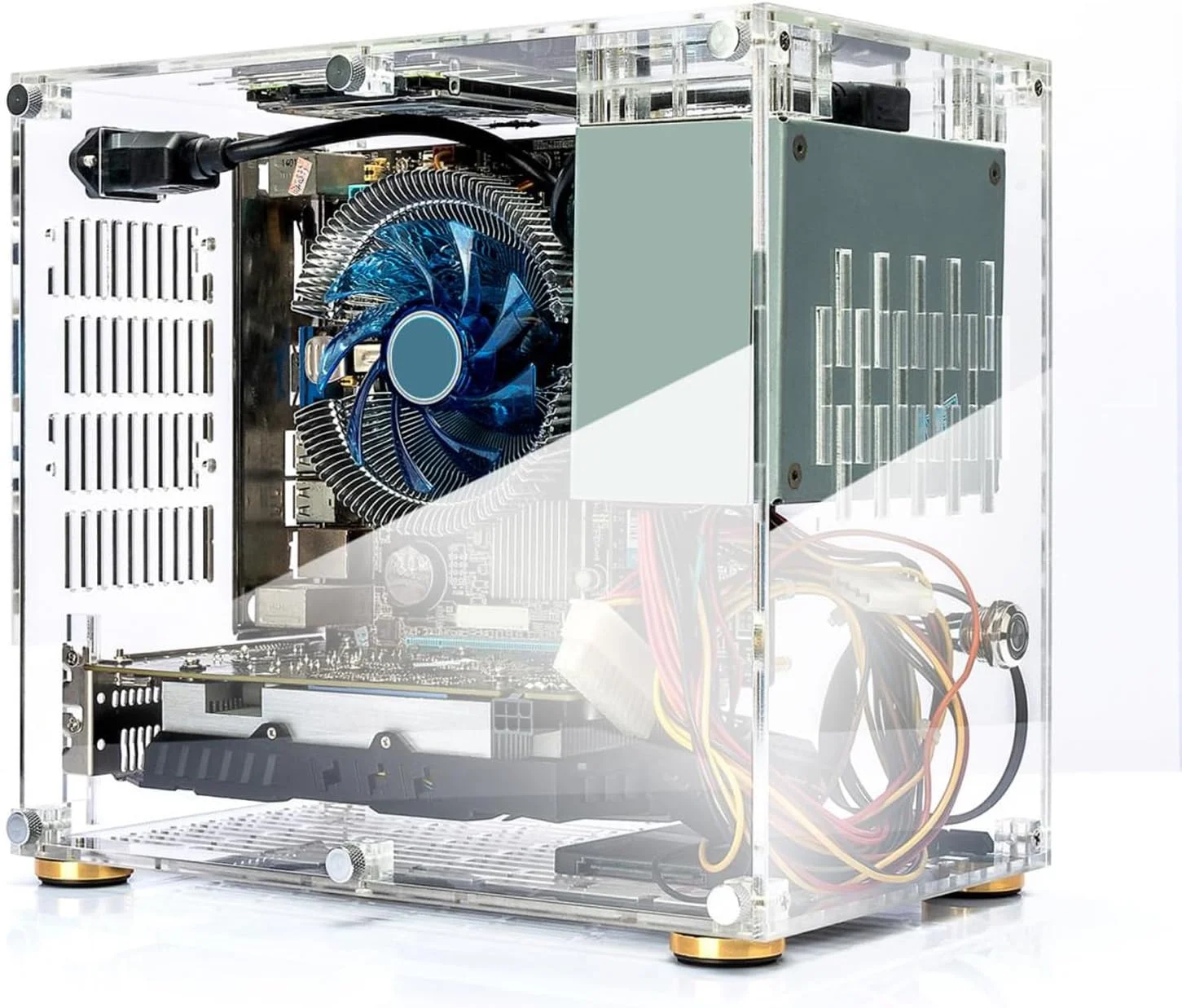 کیس مینی ITX شفاف اکریلیک Luqeeg، کیس گیمینگ کامپیوتر DIY خنک کننده 360 درجه توخالی برای رایانه شخصی مینی ITX، پانل های اکریلیک، نصب ساده، سرگرمی خانگی، کسب و کار