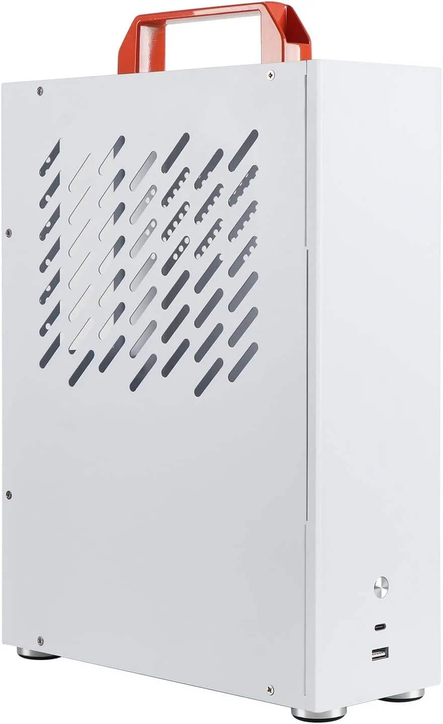 کیس کامپیوتر Micro ATX با دستگیره – کیس SFF Mini ITX/MATX، مید تاور جمع و جور با پنل های تهویه برای ساخت های DIY، سینمای خانگی (HTPC) و تنظیمات اولیه کار/مطالعه سفید