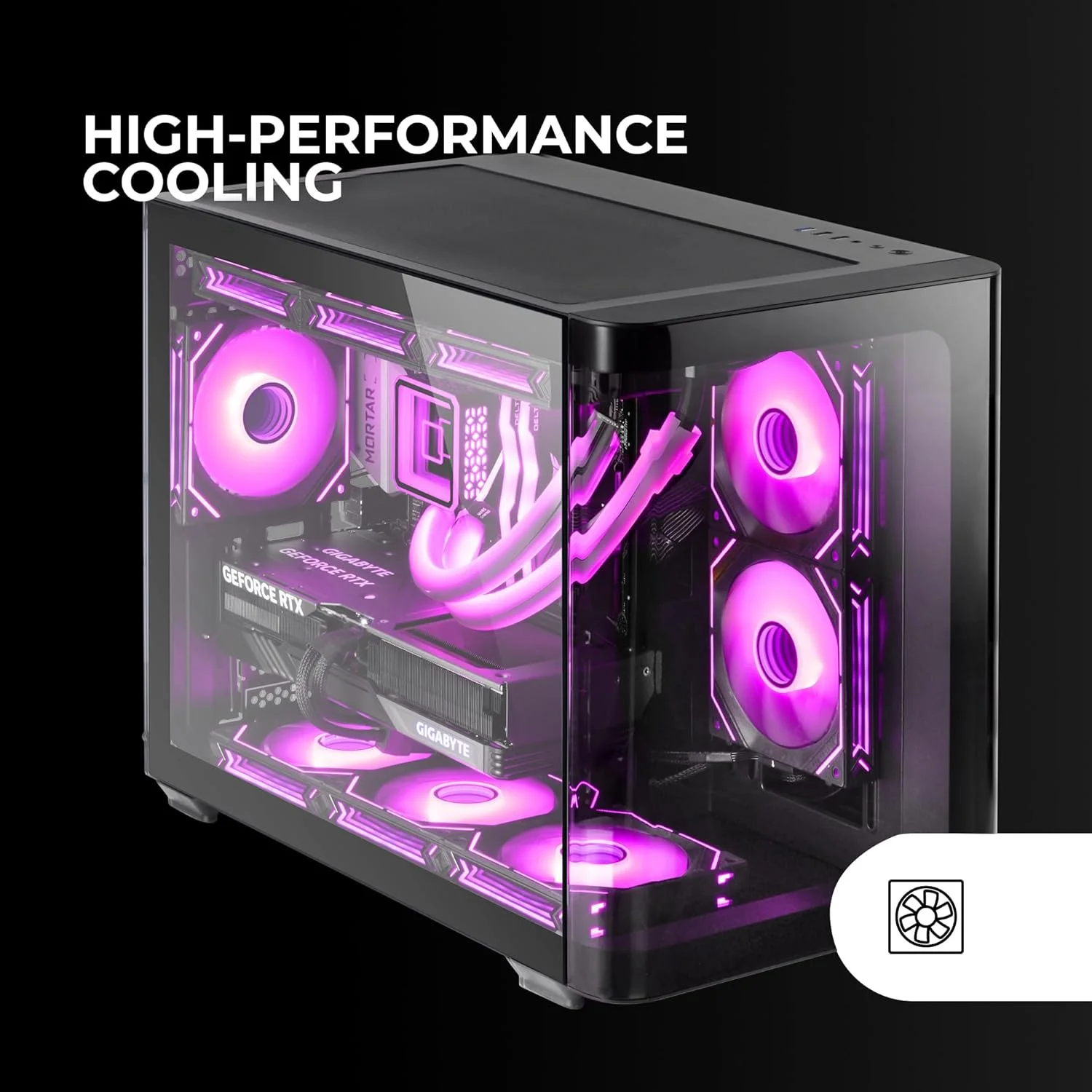 کیس گیمینگ Micro-ATX مارزگیمینگ MC-FUSIONM، دارای پنجره کناری و شیشه جلویی خمیده، مینی تاور PC با محفظه دوتایی، پشتیبانی از خنک کننده مایع، فضای داخلی بهینه شده، مشکی