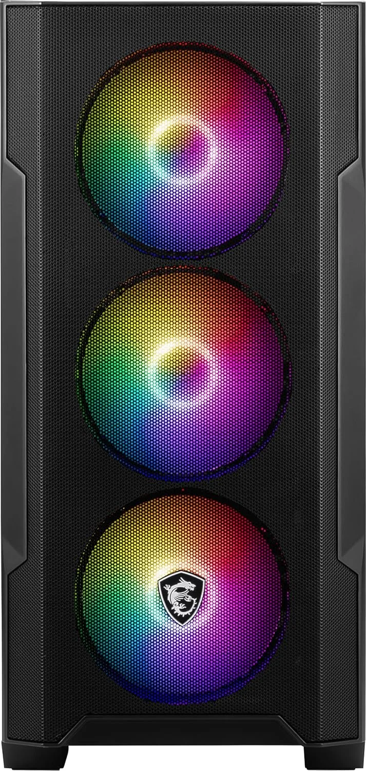 کیس کامپیوتر مینی تاور MSI MAG FORGE M100R، شیشه حرارت دیده، پشتیبانی از Micro-ATX و Mini-ITX، پنل جلویی مشبک، 4 عدد فن 120 میلی متری ARGB به همراه هاب کنترلر، فیلتر گرد و غبار مغناطیسی، USB 3.2 Gen 1 Type-A