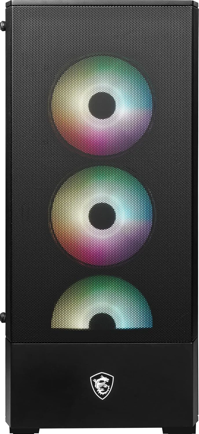 کیس کامپیوتر گیمینگ مید تاور MSI MAG Forge 112R | USB 3.2 Gen 1 Type-A | براکت نگهدارنده | 1 عدد فن ARGB 120 میلی‌متری | پنل شیشه‌ای حرارت‌دیده، فیلتر گرد و غبار مغناطیسی | مشکی (سازگار با ATX, m-ATX, Mini-ITX)