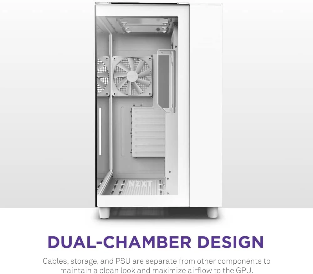 کیس گیمینگ NZXT H9 Elite Dual-Chamber ATX Mid-Tower PC – شامل 3 عدد فن 120mm F120 RGB Duo – پنل های شیشه ای جلو، بالا و کناری، پشتیبانی از رادیاتور 360mm، مدیریت کابل، سفید (CM-H91EW-01) کیس گیمینگ NZXT H9 Elite Dual-Chamber ATX Mid-Tower PC – شامل 3 عدد فن 120mm F120 RGB Duo – پنل های شیشه ای جلو، بالا و کناری، پشتیبانی از رادیاتور 360mm، مدیریت کابل، سفید (CM-H91EW-01)