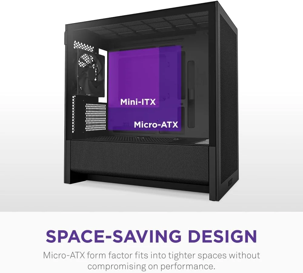 کیس کامپیوتر NZXT H3 Flow – Micro-ATX – جریان هوای بهینه – شامل 1 عدد فن 120 میلی‌متری پشتی – پشتیبانی از کارت گرافیک‌های اندازه کامل – قابلیت نصب رادیاتور 280 میلی‌متری در جلو، 240 میلی‌متری در بالا – اتصال پشتی مادربرد – مشکی