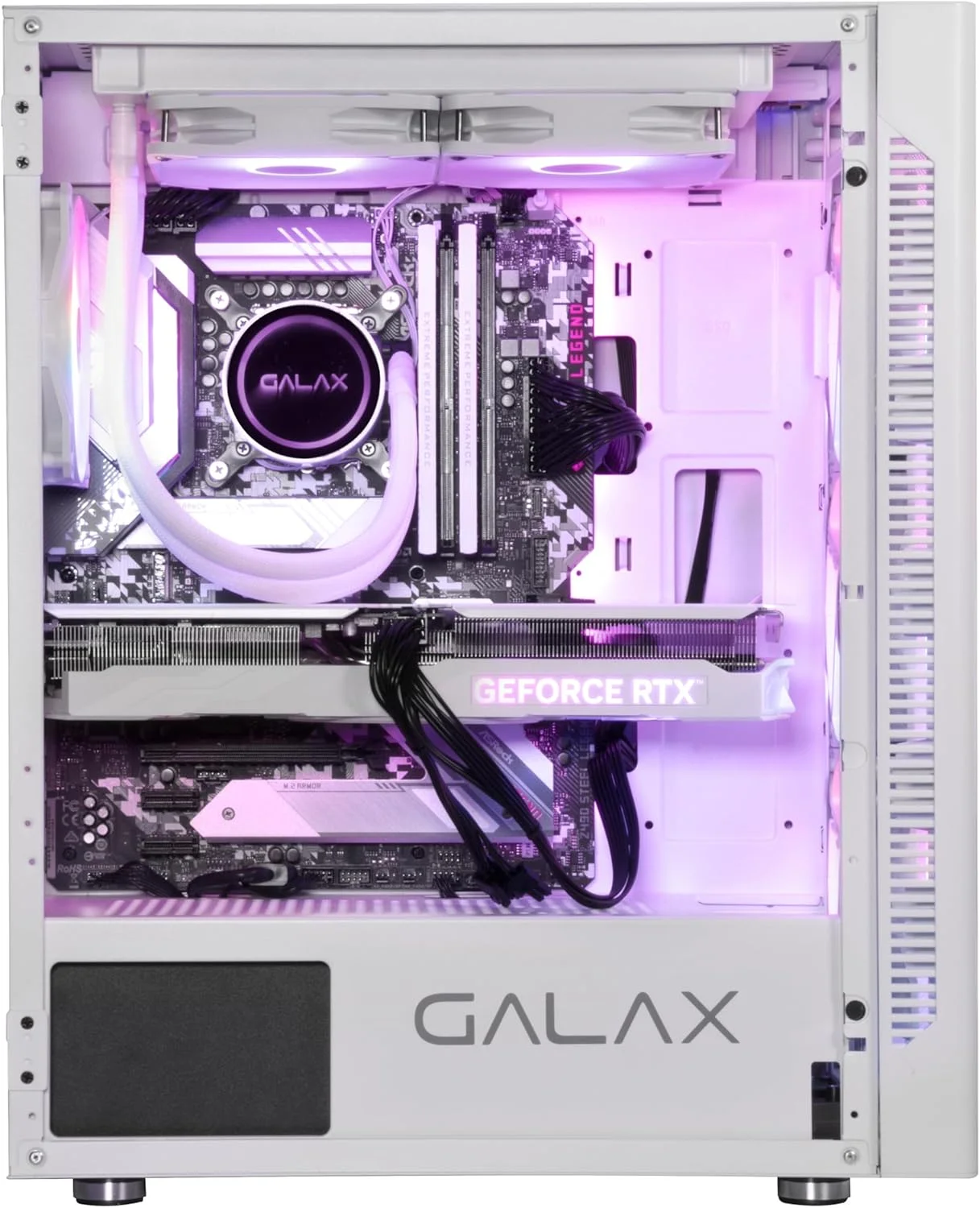 کیس کامپیوتر GALAX Revolution-06 (REV-06W) سفید | پشتیبانی از ATX، M-ATX، ITX | دارای 4 فن خنک کننده RGB | درب شیشه ای حرارت دیده مغناطیسی لولایی | پنل مشبک | طراحی مینیمالیستی | فضای داخلی بزرگ
