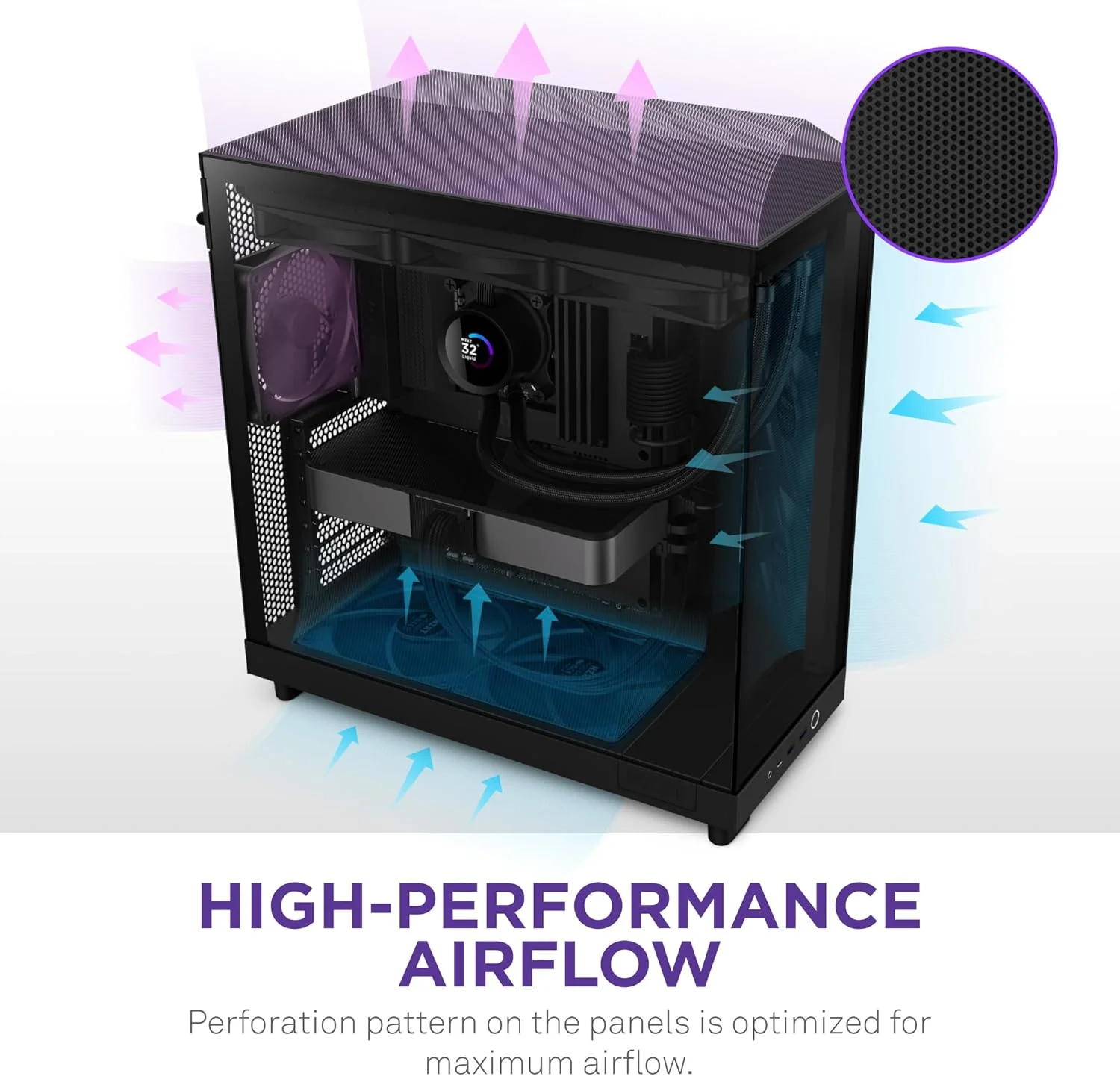 کیس دو محفظه ای ATX کامپکت NZXT H6 Flow (2023) - CC-H61FB-R1 - تمام مشکی کیس دو محفظه ای ATX کامپکت NZXT H6 Flow (2023) - CC-H61FB-R1 - تمام مشکی