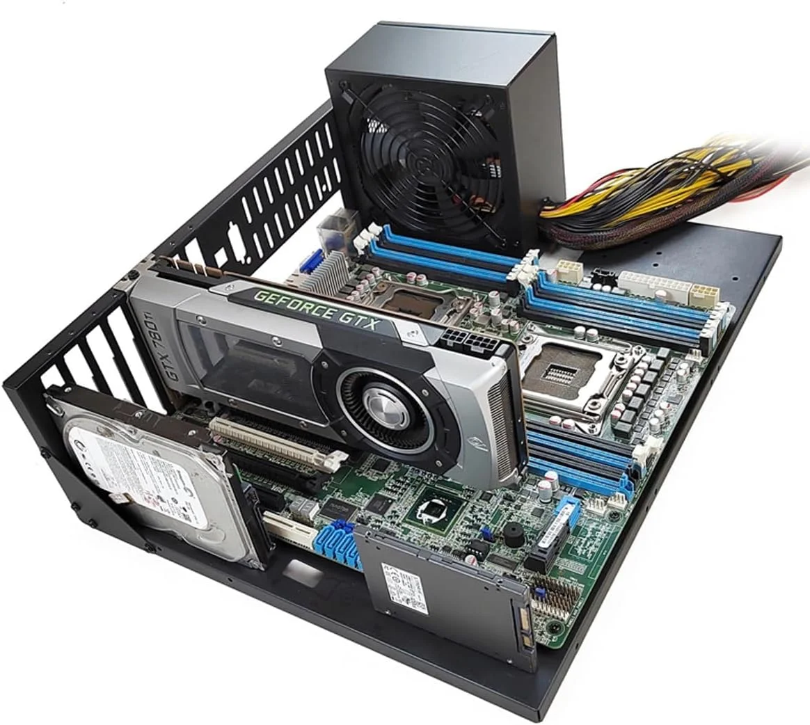 کیس کامپیوتر باز TERRIFI ATX برای اسمبل، کیس گیمینگ، هارد دیسک 3.5 و 2.5 اینچی، 8 براکت PCIe با ارتفاع کامل، شاسی باز ATX برای مادربردهای ATX/M-ATX/ITX