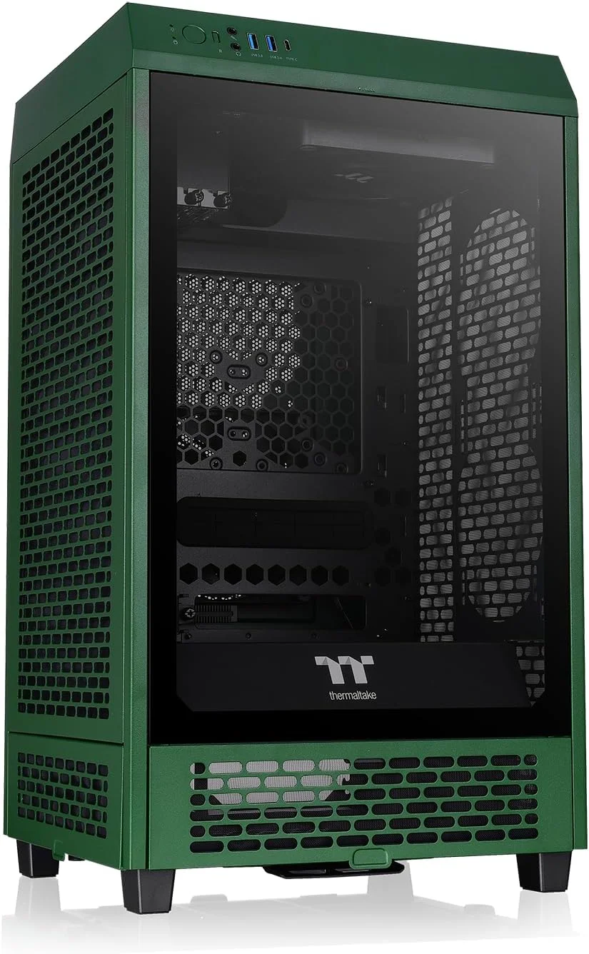 کیس کامپیوتر Thermaltake Tower 200 Mini-ITX؛ دارای 2 فن CT140 از پیش نصب شده 140 میلی‌متری؛ پشتیبانی از کارت گرافیک تا طول 380 میلی‌متر؛ CA-1X9-00SCWN-00؛ سبز مسابقه‌ای