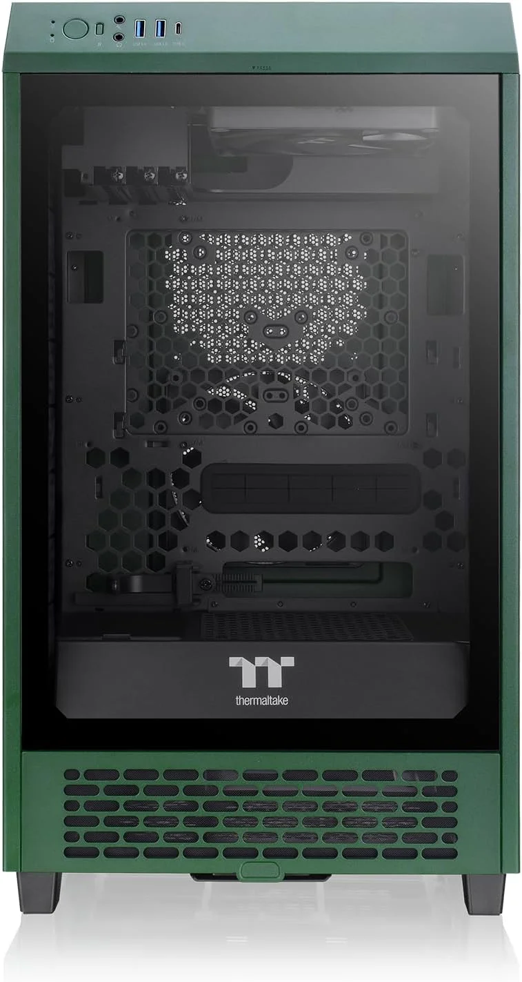 کیس کامپیوتر Thermaltake Tower 200 Mini-ITX؛ دارای 2 فن CT140 از پیش نصب شده 140 میلی‌متری؛ پشتیبانی از کارت گرافیک تا طول 380 میلی‌متر؛ CA-1X9-00SCWN-00؛ سبز مسابقه‌ای