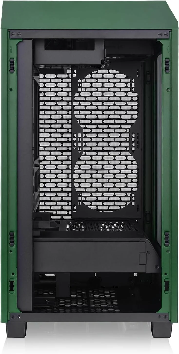کیس کامپیوتر Thermaltake Tower 200 Mini-ITX؛ دارای 2 فن CT140 از پیش نصب شده 140 میلی‌متری؛ پشتیبانی از کارت گرافیک تا طول 380 میلی‌متر؛ CA-1X9-00SCWN-00؛ سبز مسابقه‌ای