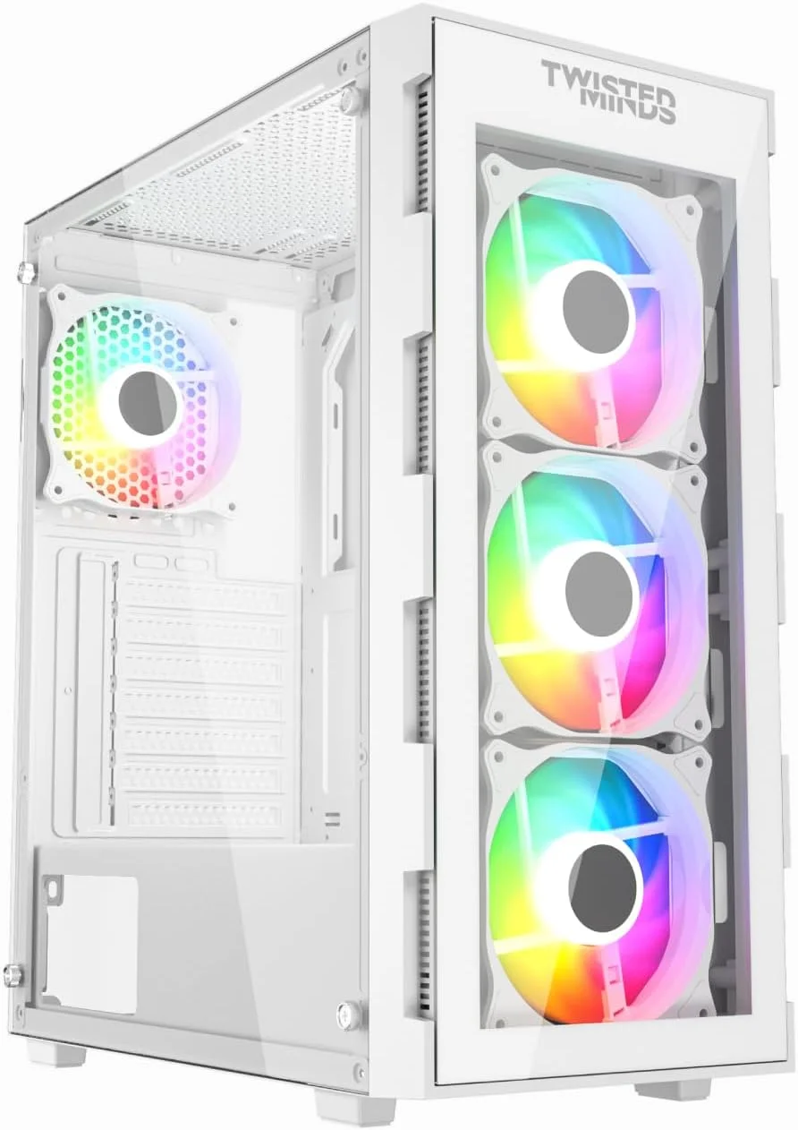 کیس کامپیوتر مید تاور Twisted Minds ATX، بدنه SPCC 0.45mm، پنل شیشه ای جانبی، پورت های USB 3.0 و 1.0، پشتیبانی از 3 فن 120mm در جلو، سازگاری با رادیاتور 240mm/360mm، قابلیت نصب 2 هارد دیسک 3.5 اینچی و 2 اس اس دی 2.5 اینچی، طول کارت گرافیک 340mm