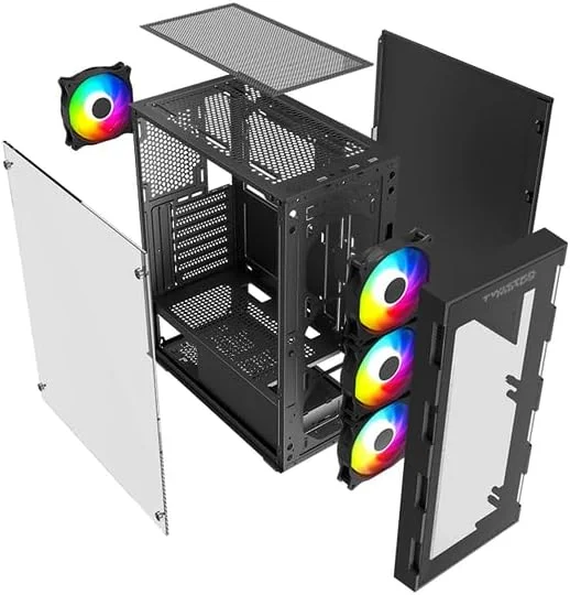 کیس کامپیوتر مید تاور Twisted Minds ATX، بدنه SPCC 0.45mm، پنل شیشه ای جانبی، USB 3.0، USB 1.0، HD Audio، پشتیبانی از 3 فن 120mm در جلو، رادیاتور 240mm/360mm، 2 هارد دیسک 3.5 اینچی، 2 اس اس دی 2.5 اینچی، حداکثر ارتفاع پردازنده 160mm