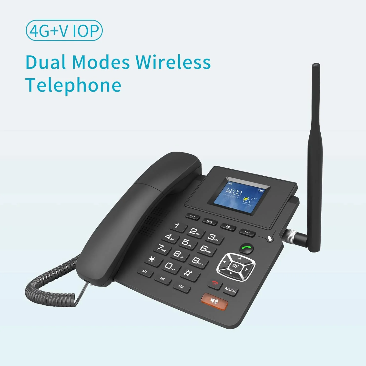تلفن بی سیم رومیزی آلیسا P03-4G، تلفن 4G VOIP با پشتیبانی از 2 حساب SIP، کارت سیم WIFI با صفحه نمایش LCD و پاسخگویی خودکار برای دفتر، خانه، شرکت و کنفرانس