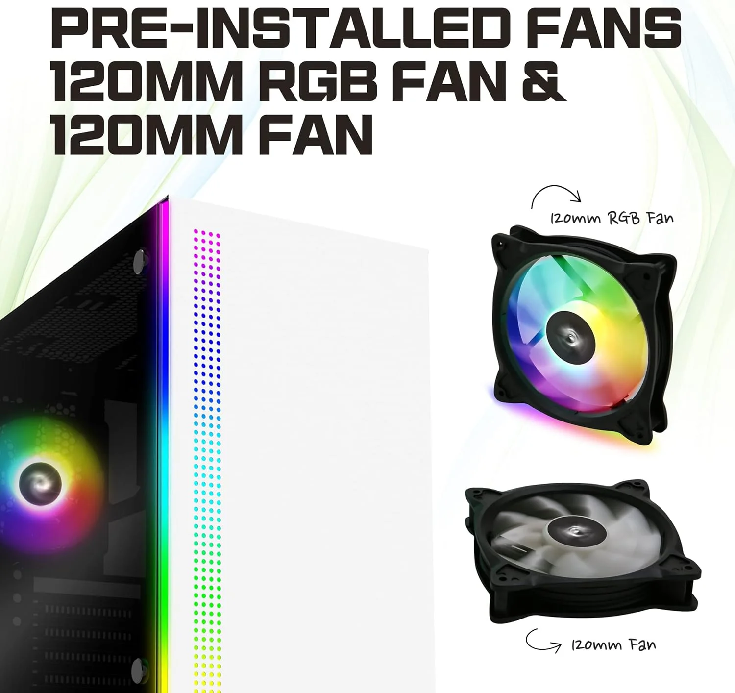 کیس کامپیوتر گیمینگ مید تاور سفید رنگ Zalman S5، دارای فن RGB 120 میلی‌متری از پیش نصب شده، شیشه حرارت دیده 4 میلی‌متری در کناره، براکت خنک‌کننده مایع AIO