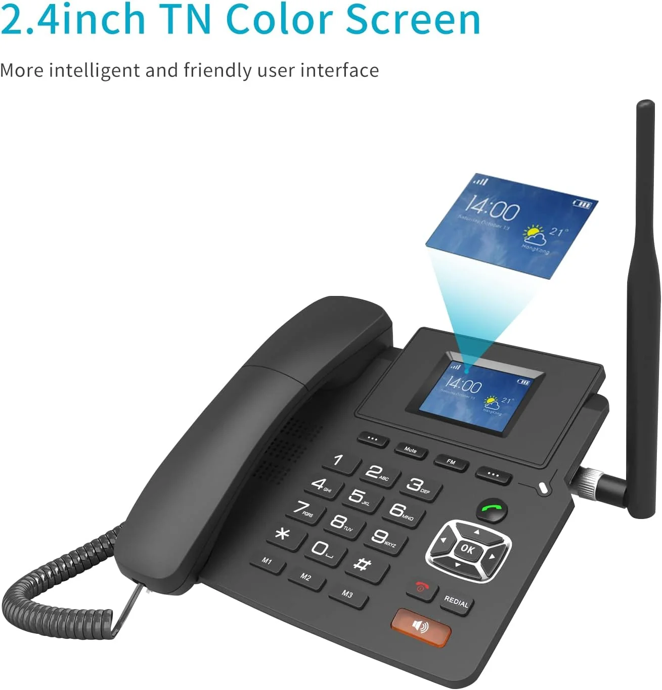 تلفن بی سیم رومیزی آلیسا P03-4G، تلفن 4G VOIP با پشتیبانی از 2 حساب SIP، کارت سیم WIFI با صفحه نمایش LCD و پاسخگویی خودکار برای دفتر، خانه، شرکت و کنفرانس