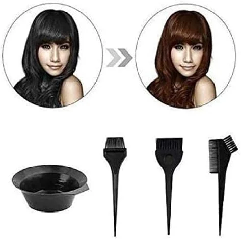 کاسه رنگ مو به همراه برس/ شانه مو، برس رنگ و کاسه مخلوط (مشکی) (کاسه رنگ مو و 3 برس)