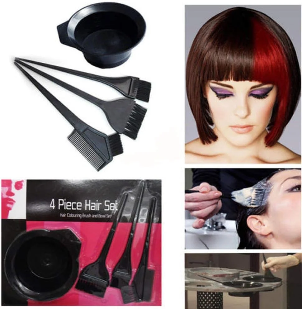 ست ۴ تکه رنگ مو شامل کاسه رنگ، برس و شانه ست ۴ تکه رنگ مو شامل کاسه رنگ، برس و شانه