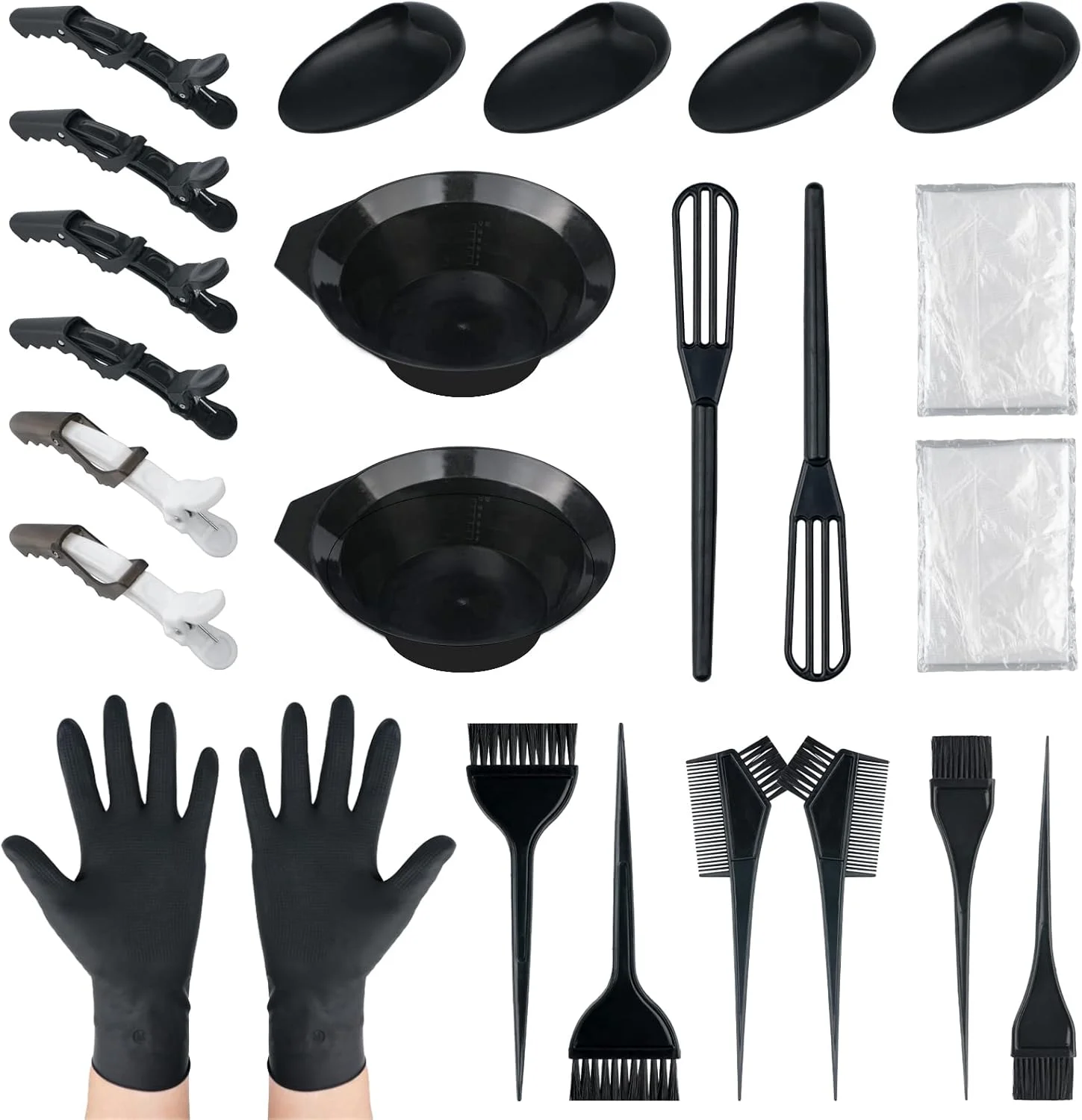 مجموعه ۲۴ عددی رنگ موی حرفه ای سالنی NEPAK، برس و کاسه رنگ مو، ابزار رنگ کردن مو