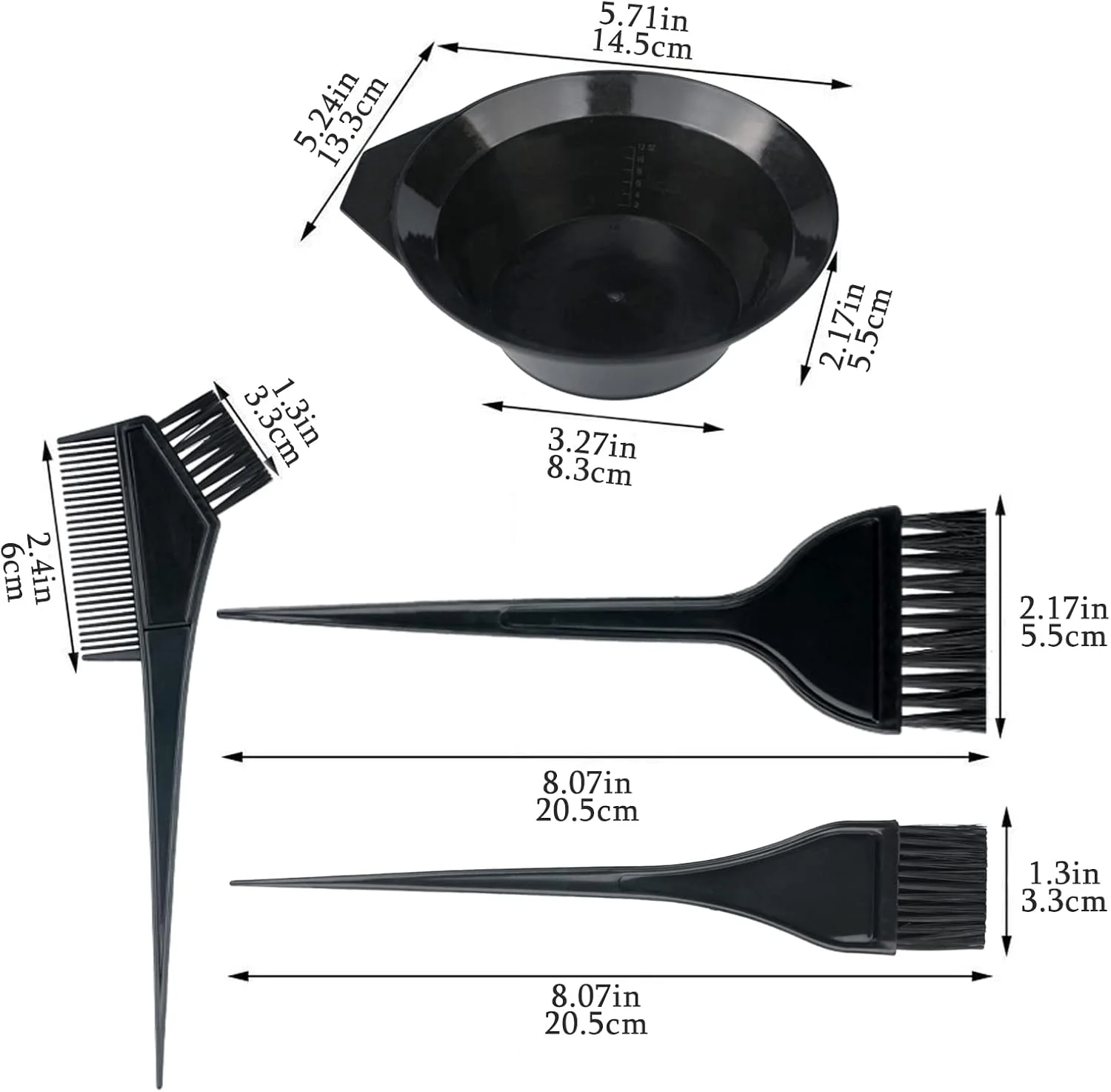 مجموعه ۲۴ عددی رنگ موی حرفه ای سالنی NEPAK، برس و کاسه رنگ مو، ابزار رنگ کردن مو
