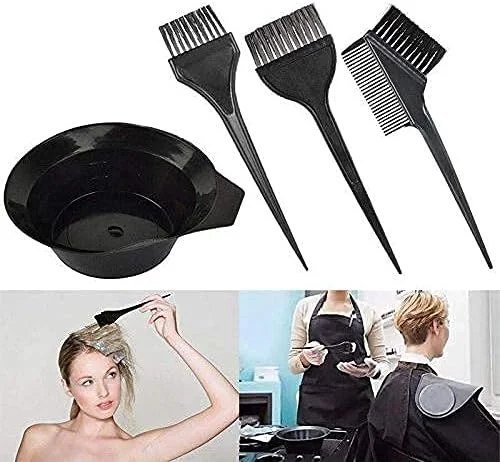 مجموعه کاسه رنگ مو و برس رنگ مو انجل، شامل ۴ قطعه (کاسه رنگ مو و ۳ برس) (مشکی)