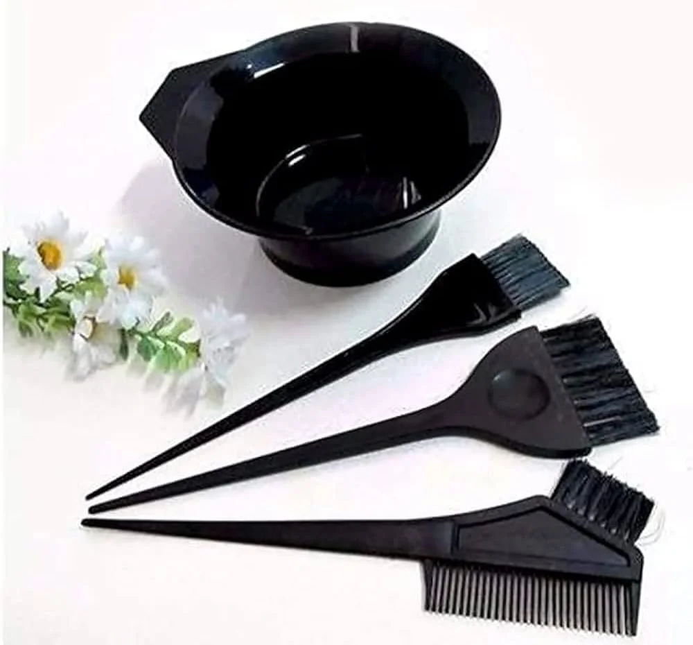کیت رنگ مو حرفه ای شامل شانه مو، برس رنگ و کاسه ترکیب رنگ مو، 4 تکه (مشکی) کیت رنگ مو حرفه ای شامل شانه مو، برس رنگ و کاسه ترکیب رنگ مو، 4 تکه (مشکی)