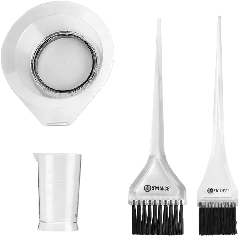 ست رنگ موی حرفه ای سالن استایلنس 4 تکه، شامل برس رنگ مو، کاسه ترکیب رنگ، فنجان اندازه گیری، ابزار رنگ کردن مو برای استفاده شخصی در سالن ست رنگ موی حرفه ای سالن استایلنس 4 تکه، شامل برس رنگ مو، کاسه ترکیب رنگ، فنجان اندازه گیری، ابزار رنگ کردن مو برای استفاده شخصی در سالن