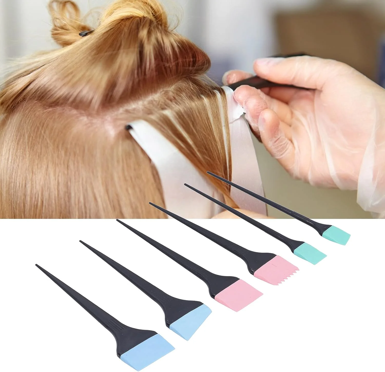 مجموعه 6 عددی برس رنگ مو سیلیکونی، برس رنگ آمیزی موی حرفه ای برای استفاده در منزل و سالن به همراه ابزار