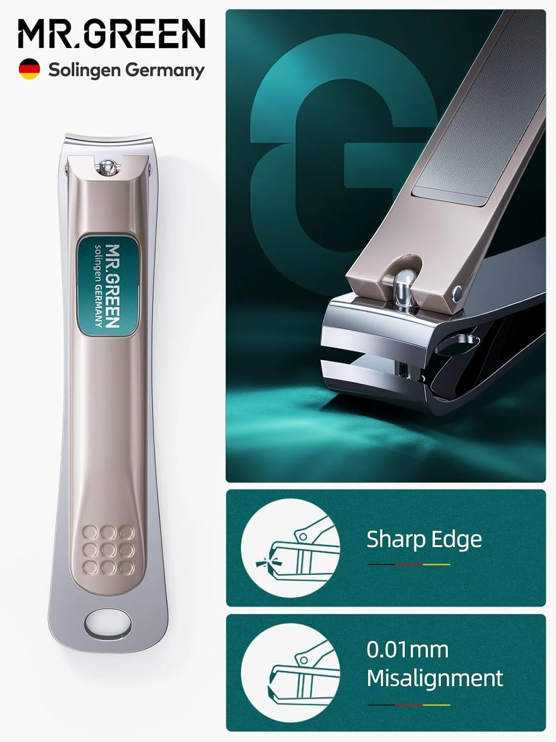 ست مانیکور ناخن MR.GREEN، ست 5 تکه شامل ناخن گیر، گوش پاک کن، سوهان ناخن شیشه ای، موچین، ست حرفه ای مانیکور برای آقایان و بانوان، ناخن گیر با کیف چرمی (بنفش)