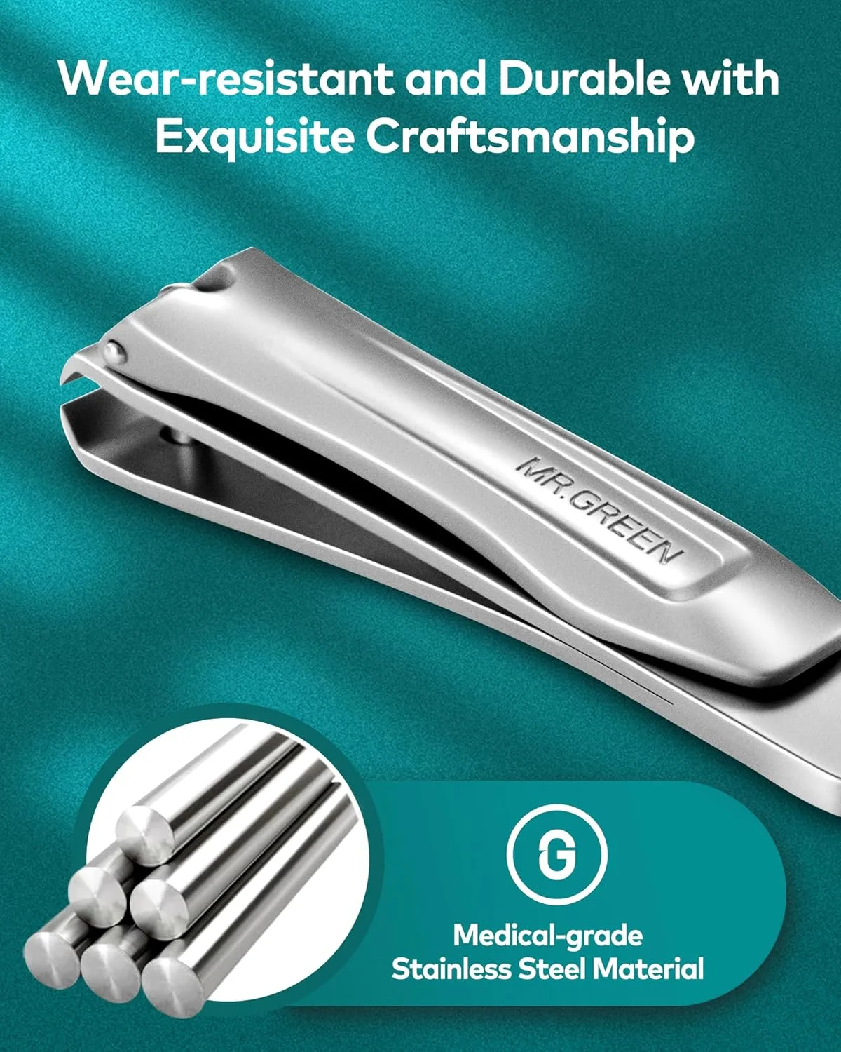 ناخن گیر MR.GREEN برای ناخن های ضخیم، کاتر ناخن حرفه ای فولاد ضد زنگ درجه پزشکی، ناخن گیر تیز و بادوام برای آقایان و بانوان
