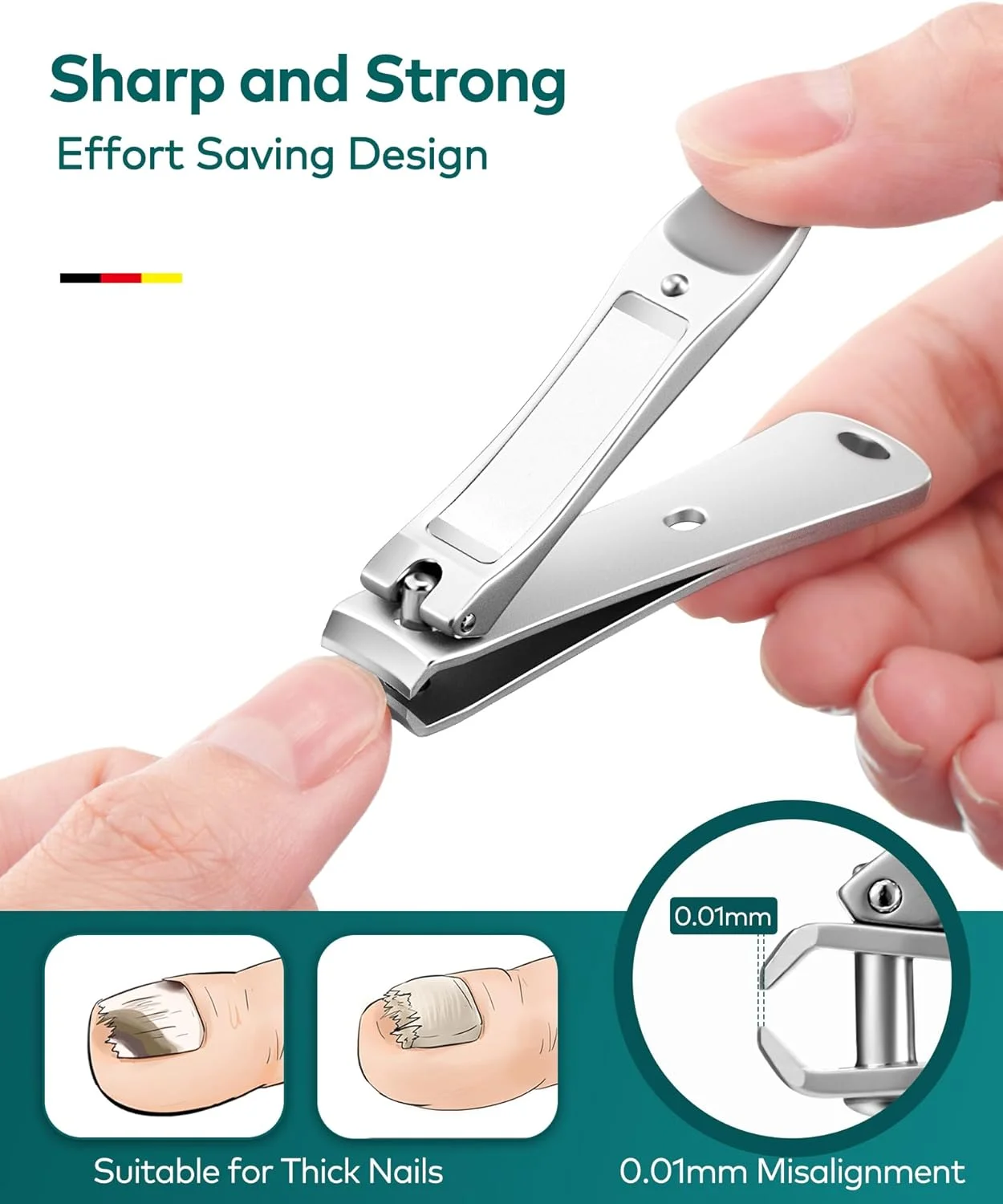 ناخن گیر MR.GREEN برای ناخن های ضخیم، کاتر ناخن حرفه ای فولاد ضد زنگ درجه پزشکی، ناخن گیر تیز و بادوام برای آقایان و بانوان