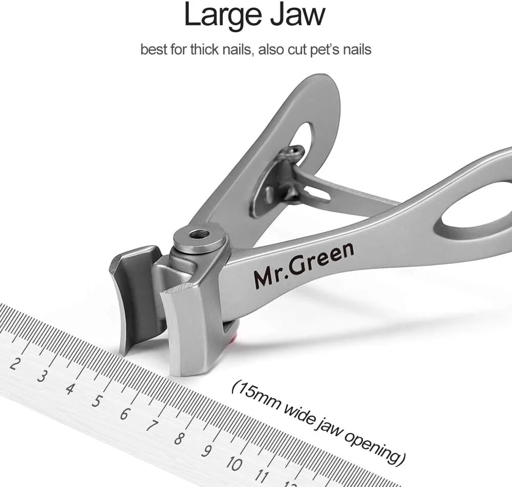 ناخن گیر آقای گرین، ناخن گیر انگشتان پا با دهانه فوق العاده پهن برای ناخن های ضخیم، ناخن گیر استیل ضد زنگ مقاوم برای سالمندان