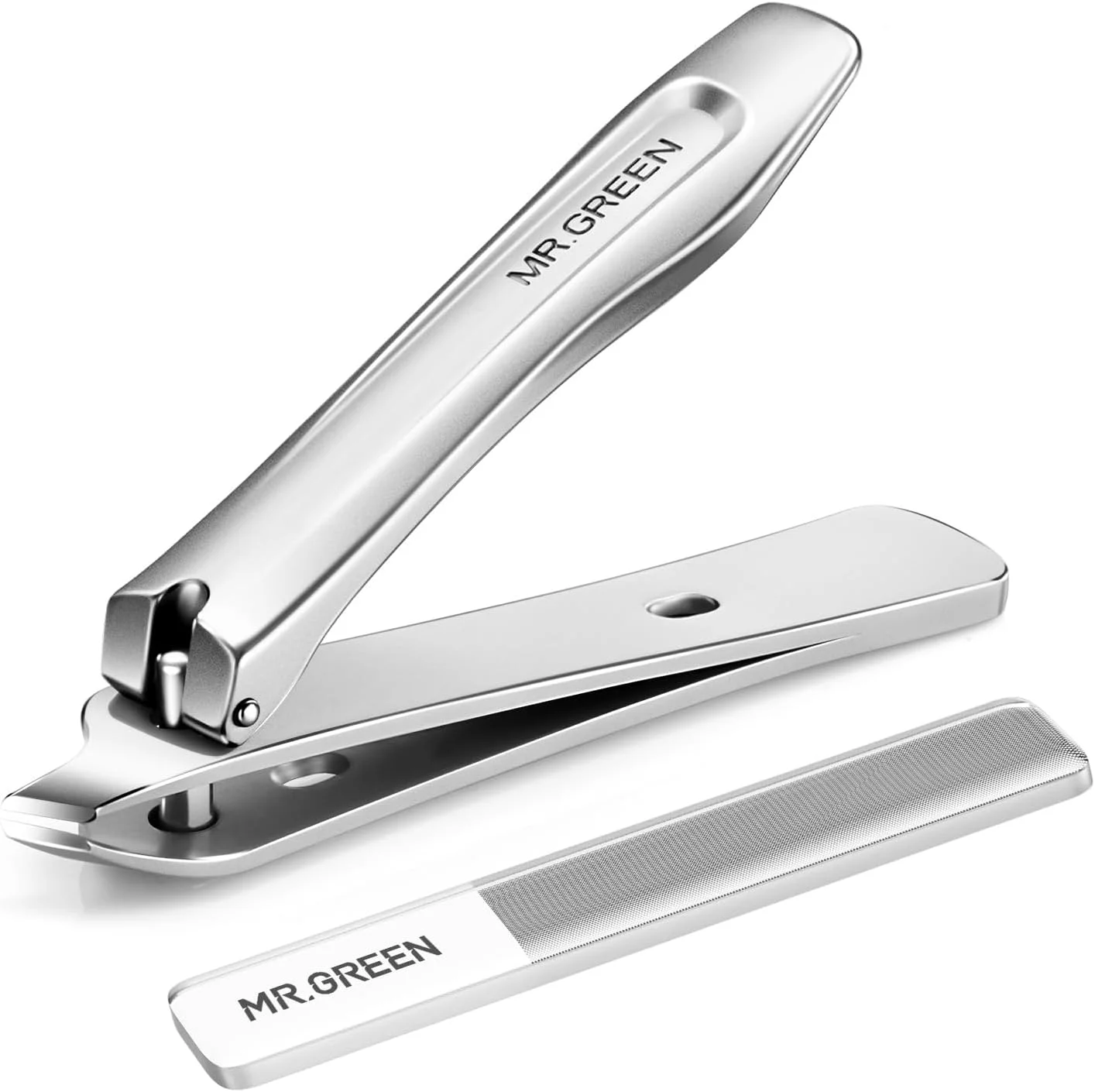 ناخن گیر اریب MR.GREEN با سوهان ناخن نانو، ناخن گیر حرفه ای استیل ضد زنگ درجه پزشکی برای ناخن های ضخیم، ناخن گیر تیز و بادوام برای آقایان و بانوان