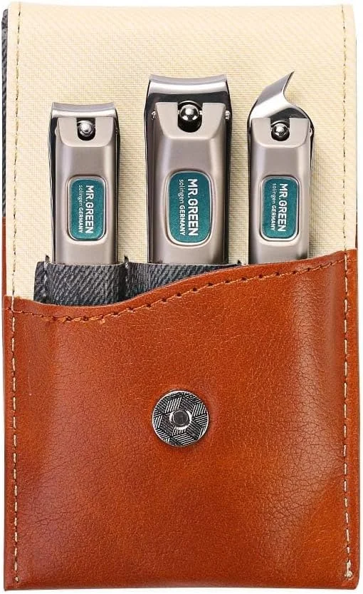 ست ناخن گیر 3 عددی MR.GREEN، ناخن گیر استیل ضد زنگ و قیچی ناخن گیر مورب برای آقایان و بانوان