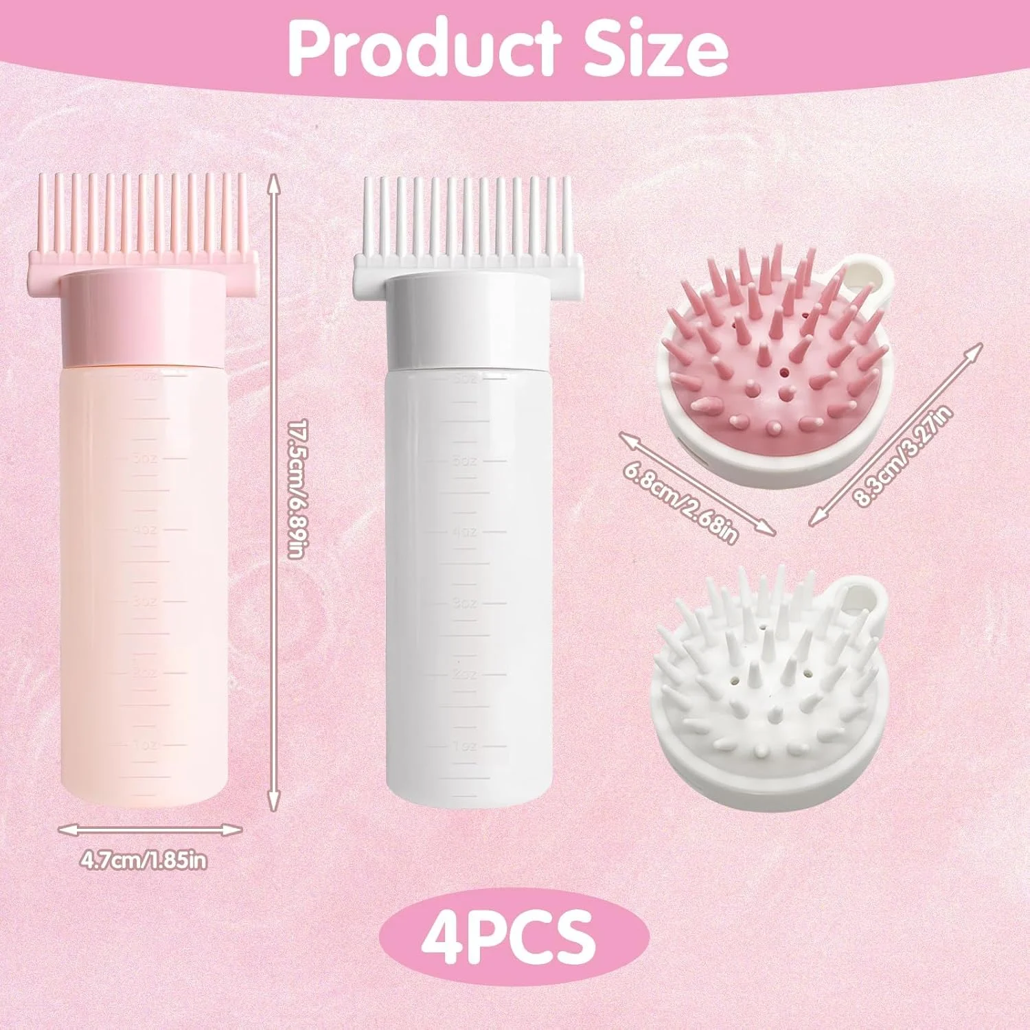 بسته 2 عددی بطری روغن مو 180 میلی لیتری، بطری اپلیکاتور با مقیاس، برای رنگ کردن یکنواخت مو، 2 برس اپلیکاتور شانه ریشه و ماساژور پوست سر با استفاده آسان (صورتی و سفید) بسته 2 عددی بطری روغن مو 180 میلی لیتری، بطری اپلیکاتور با مقیاس، برای رنگ کردن یکنواخت مو، 2 برس اپلیکاتور شانه ریشه و ماساژور پوست سر با استفاده آسان (صورتی و سفید)