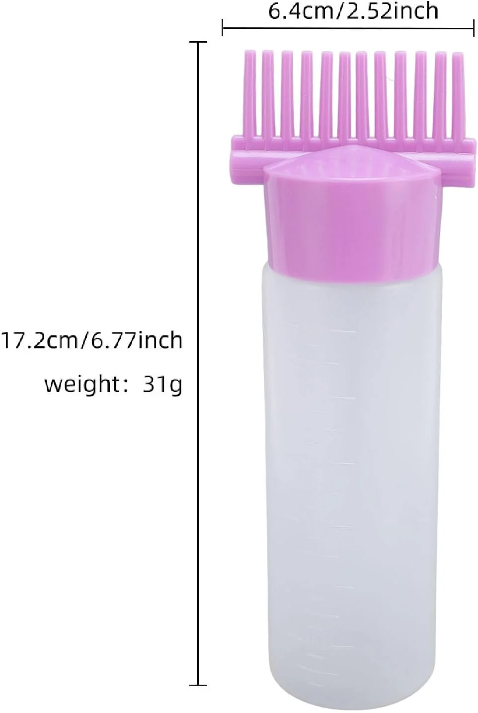 بطری اپلیکاتور شانه ریشه مو 6 اونسی، 5 عدد اپلیکاتور روغن برای رنگ مو، بطری روغن مو با مقیاس مدرج (بنفش)