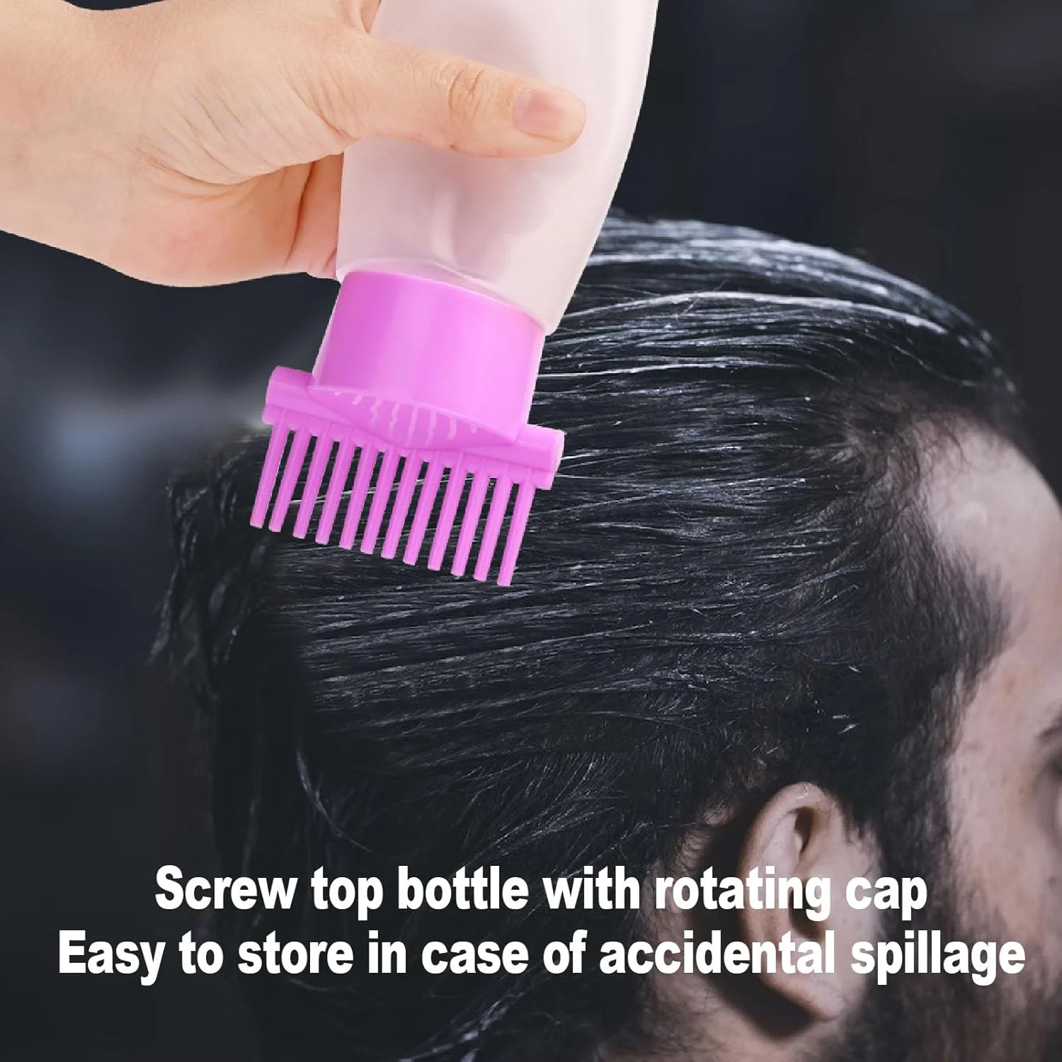 بطری اپلیکاتور شانه ریشه مو 6 اونسی، 5 عدد اپلیکاتور روغن برای رنگ مو، بطری روغن مو با مقیاس مدرج (بنفش)