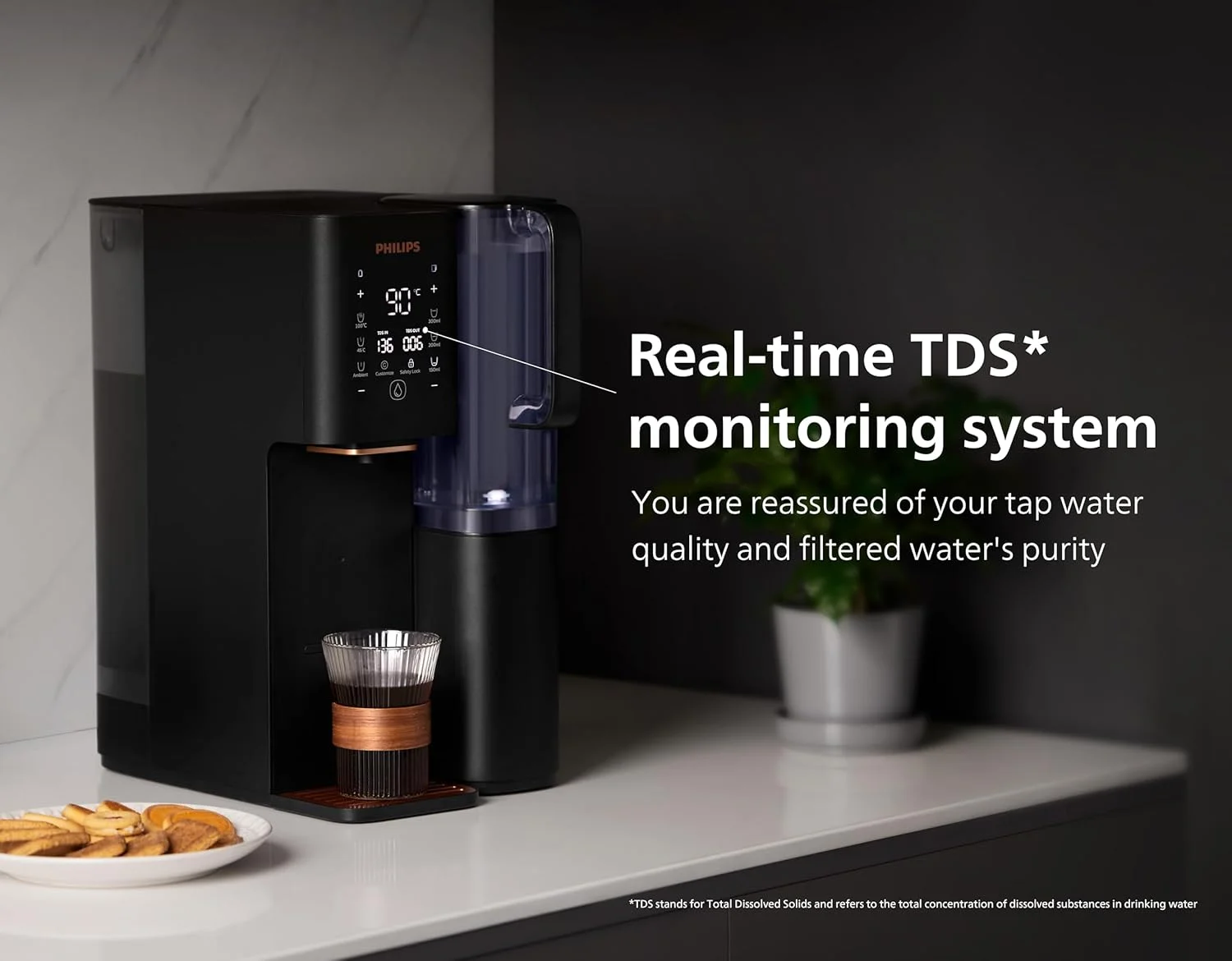 دستگاه تصفیه آب اسمز معکوس فیلیپس مدل ADD6920BK/10 با فناوری Aquaporin Inside®: حذف تا 110 ماده مضر، گرمایش فوری، عمر فیلتر 1 ساله