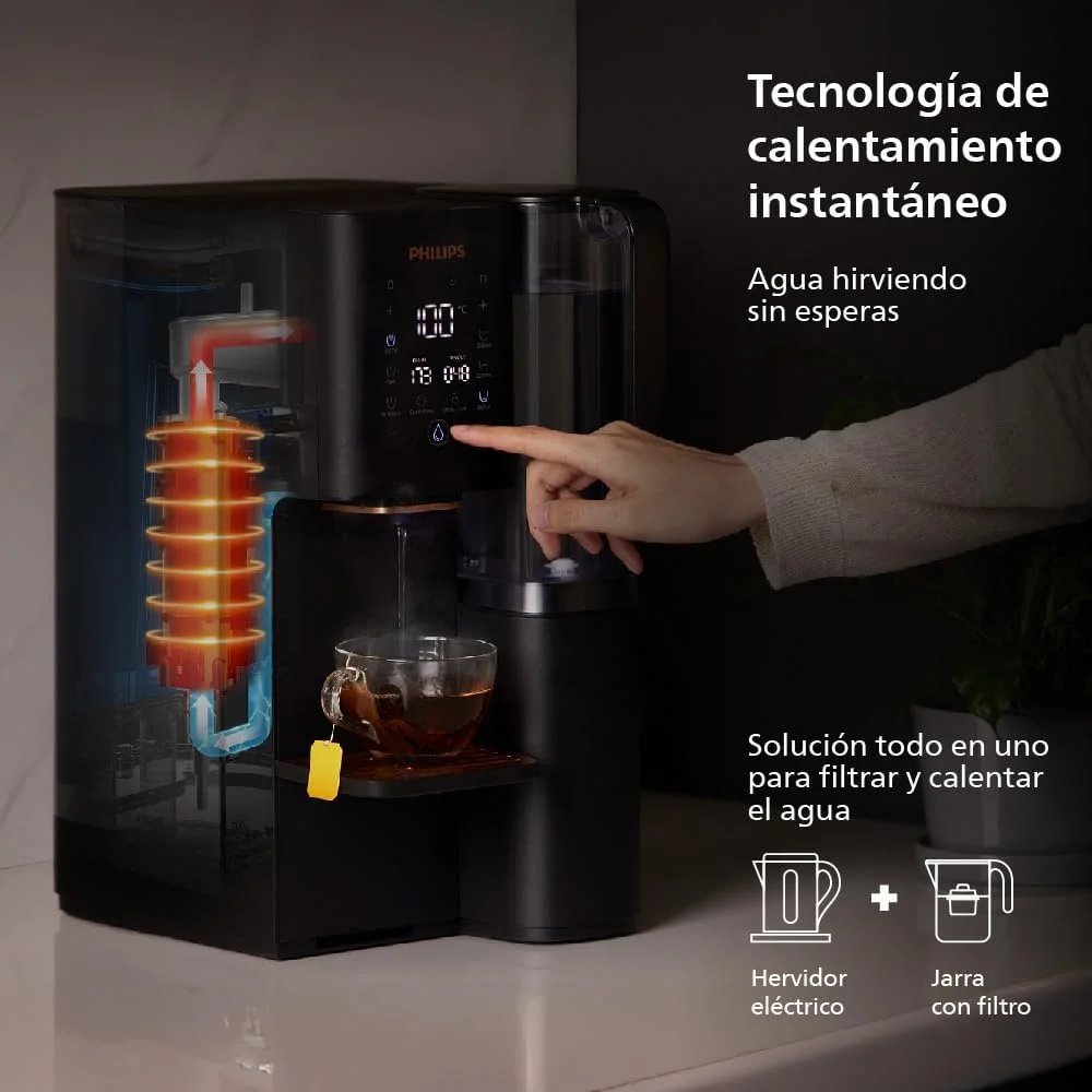 دستگاه تصفیه آب اسمز معکوس فیلیپس مدل ADD6920BK/10 با فناوری Aquaporin Inside®: حذف تا 110 ماده مضر، گرمایش فوری، عمر فیلتر 1 ساله