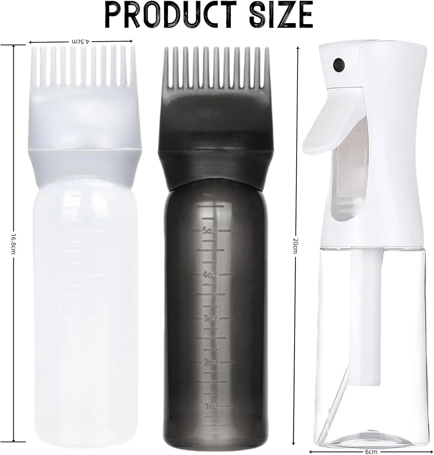 اپلیکاتور روغن مو، پخش کننده روغن مو، اپلیکاتور روغن کاری مو 160 میلی لیتری، بطری اپلیکاتور برای ریشه مو، به همراه بطری اسپری 200 میلی لیتری برای آرایشگران، رنگ کردن و مراقبت