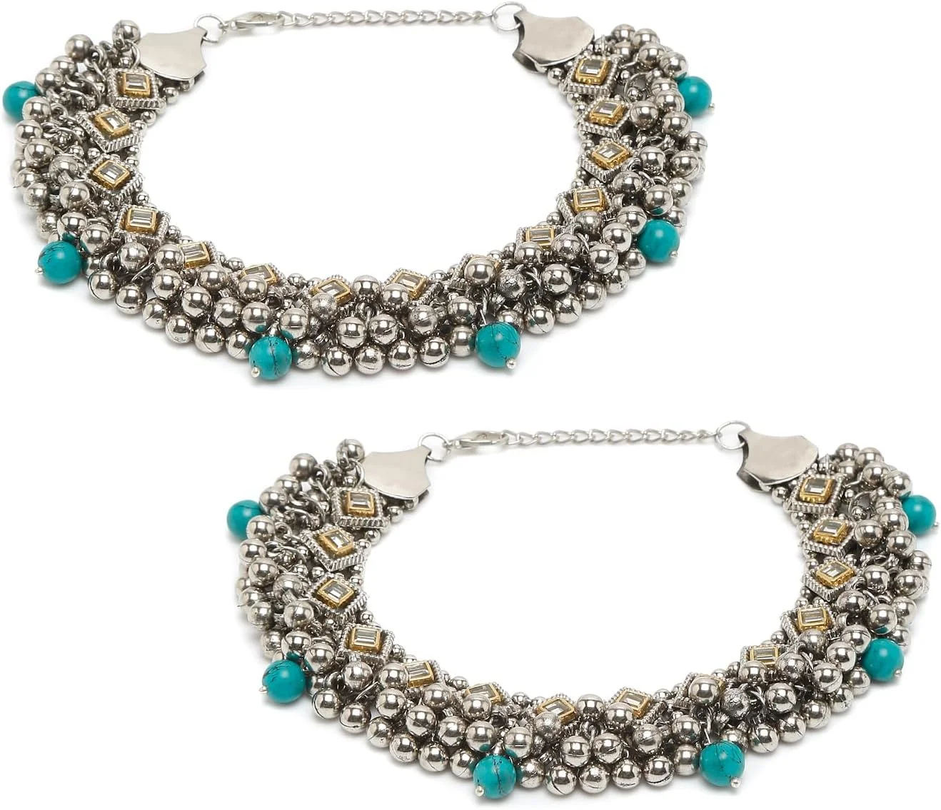 پابندهای دست ساز شیک با روکش نقره آلمانی YouBella Jewellery برای دختران و زنان (مدل 3) پابندهای دست ساز شیک با روکش نقره آلمانی YouBella Jewellery برای دختران و زنان (مدل 3)