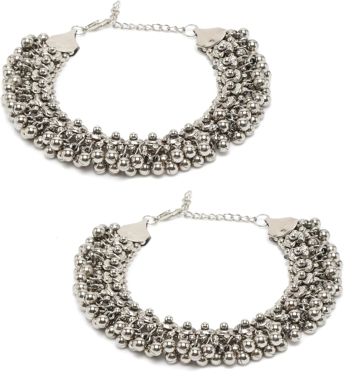 زیورآلات YouBella پابندهای دست ساز نقره ای آلمانی شیک برای دختران و زنان زیورآلات YouBella پابندهای دست ساز نقره ای آلمانی شیک برای دختران و زنان