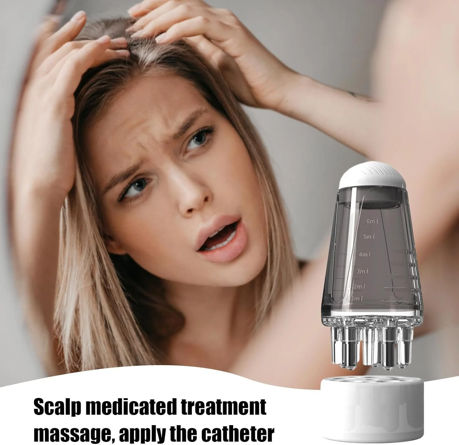 اپلیکاتور روغن مو، شانه مایع پخش کننده روغن، ماساژور دقیق و قابل حمل روغن مو برای پوست سر و رشد مو