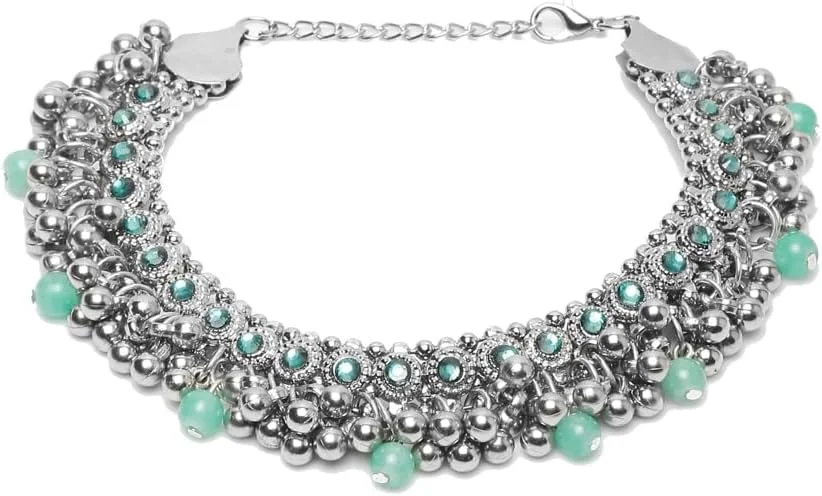 زیورآلات YouBella پابندهای دست ساز شیک با روکش نقره آلمانی برای دختران و زنان (YBANK_60021) (نقره ای)، تک سایز، نقره آلمانی، بدون سنگ قیمتی زیورآلات YouBella پابندهای دست ساز شیک با روکش نقره آلمانی برای دختران و زنان (YBANK_60021) (نقره ای)، تک سایز، نقره آلمانی، بدون سنگ قیمتی