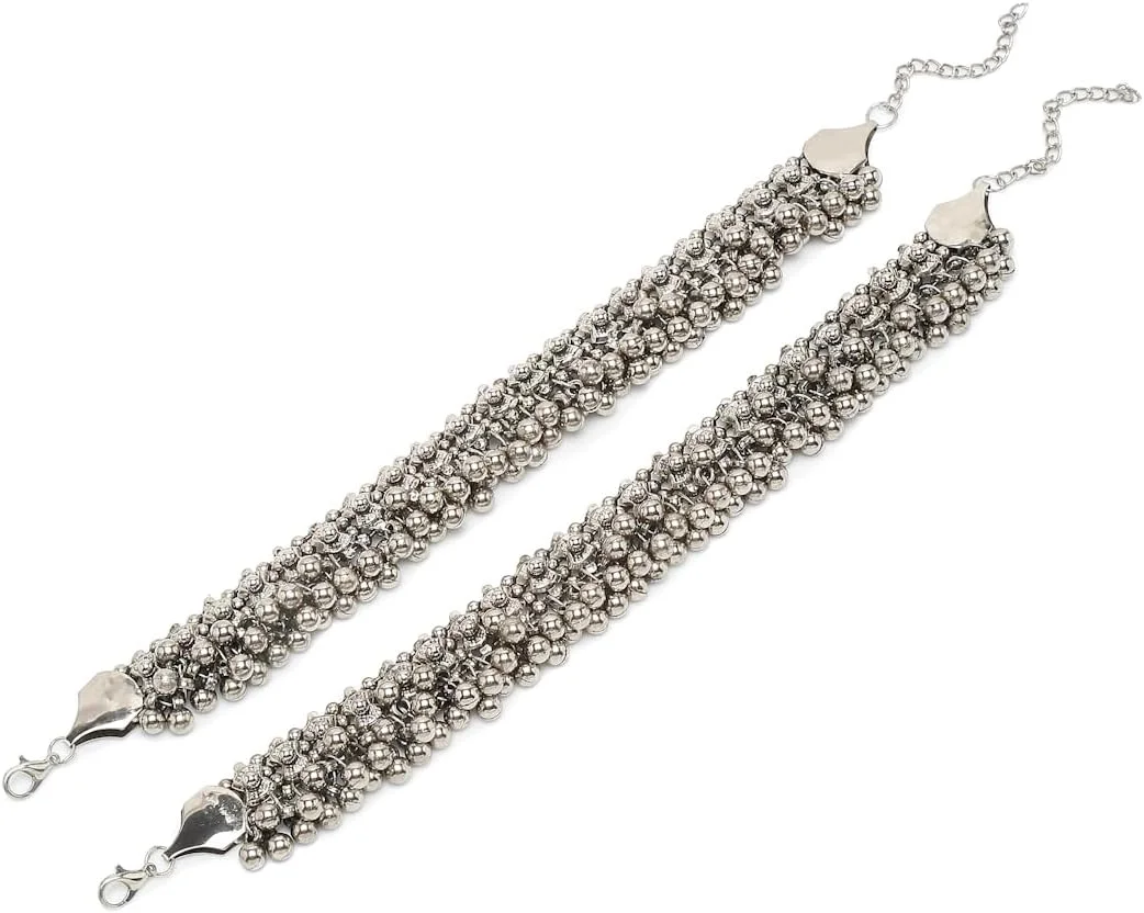 زیورآلات YouBella پابندهای دست ساز نقره ای آلمانی شیک برای دختران و زنان