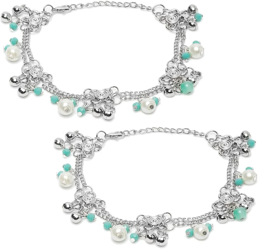 زیورآلات YouBella پابندهای دست ساز شیک با روکش نقره آلمانی برای دختران و زنان (YBANK_60019) (نقره ای)، تک سایز، نقره آلمانی، بدون سنگ قیمتی زیورآلات YouBella پابندهای دست ساز شیک با روکش نقره آلمانی برای دختران و زنان (YBANK_60019) (نقره ای)، تک سایز، نقره آلمانی، بدون سنگ قیمتی