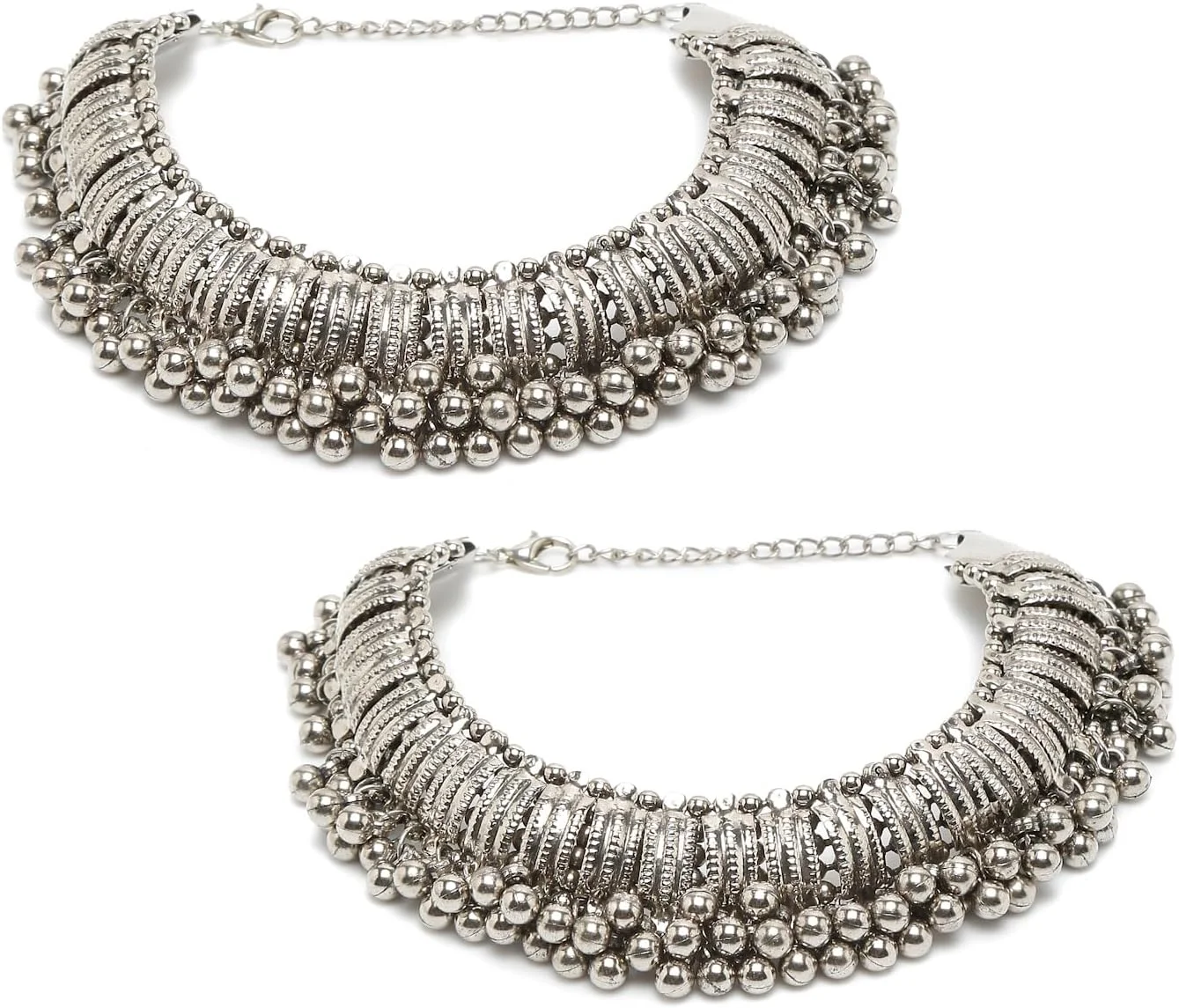 زیورآلات YouBella پابندهای دست ساز شیک با روکش نقره آلمانی برای دختران و زنان، سایز آزاد، آلیاژ فولاد، بدون سنگ قیمتی زیورآلات YouBella پابندهای دست ساز شیک با روکش نقره آلمانی برای دختران و زنان، سایز آزاد، آلیاژ فولاد، بدون سنگ قیمتی