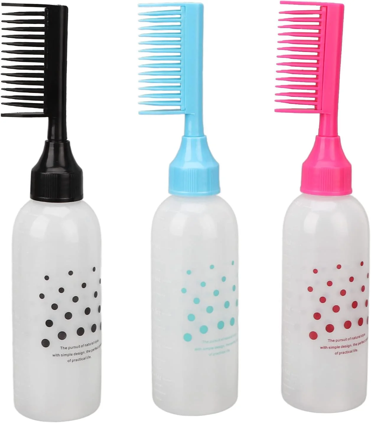 اپلیکاتور روغن مو، بطری اپلیکاتور شانه ریشه 3 عدد بطری رنگ مو پلاستیکی با مقیاس شفاف برس رنگ مو برای رنگ کردن مو و استفاده از شامپو
